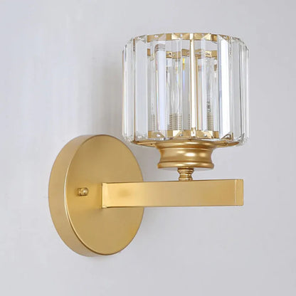 Modern Glass & Iron Crystal Sconce Wall Light Fixture