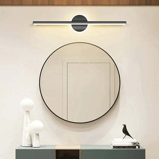 Modern LED Wall Mirror Light | Sleek Black & Gold Sconce Lamp