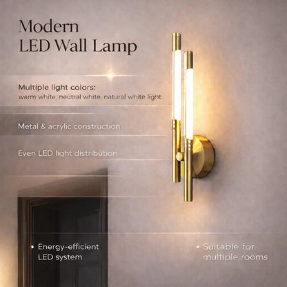 Modern LED Wall Sconce Metal Acrylic Indoor Light Fixture