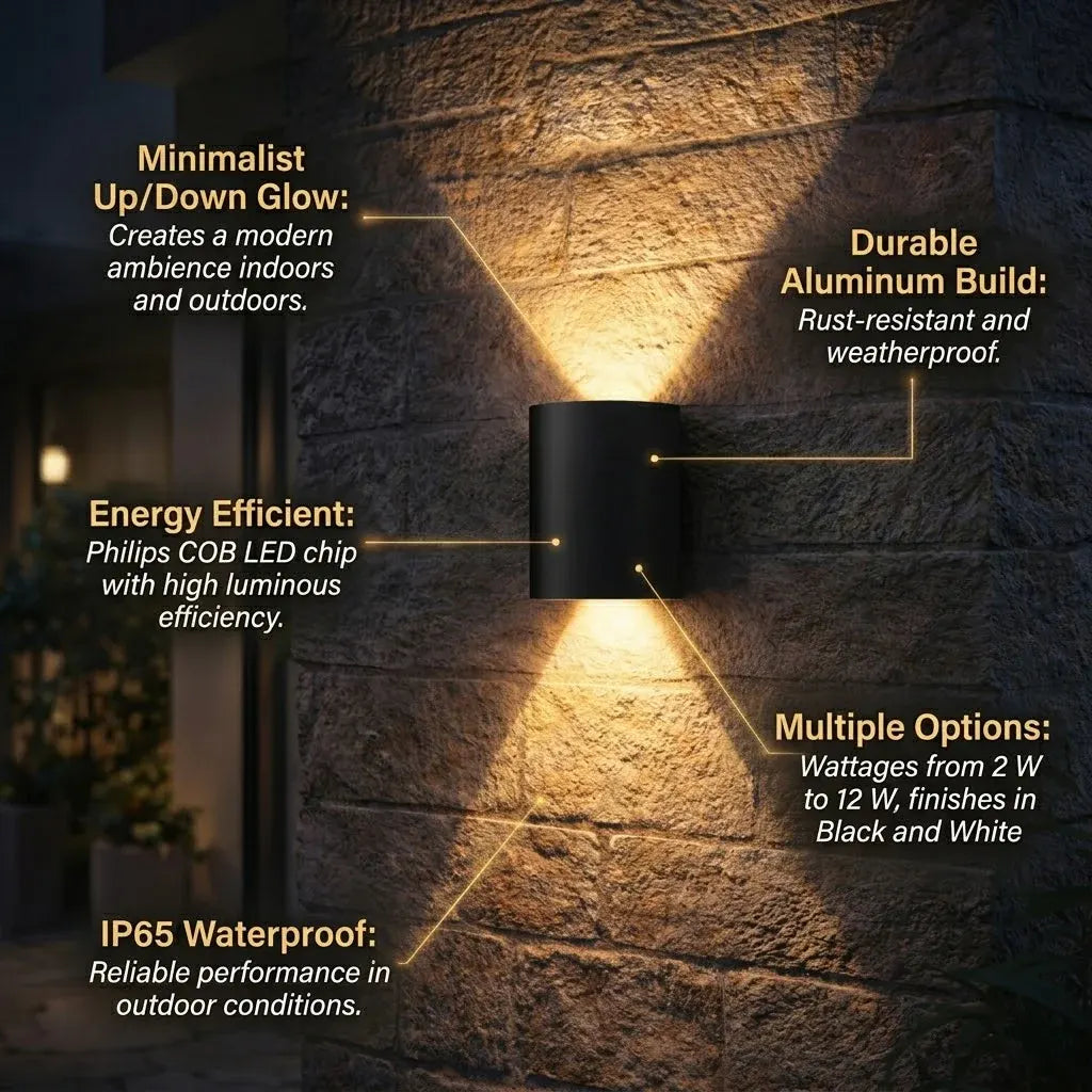 Modern LED Wall Sconce Minimalist Up-Down Glow Indoor Outdoor Fixture