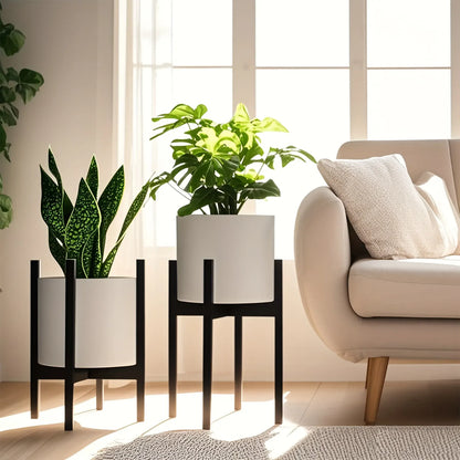 Modern Metal Plant Stand, Adjustable Indoor & Outdoor Flower Pot Holder
