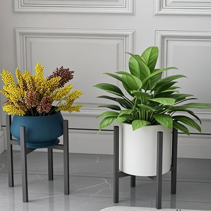 Modern Metal Plant Stand, Adjustable Indoor & Outdoor Flower Pot Holder