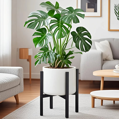 Modern Metal Plant Stand, Adjustable Indoor & Outdoor Flower Pot Holder