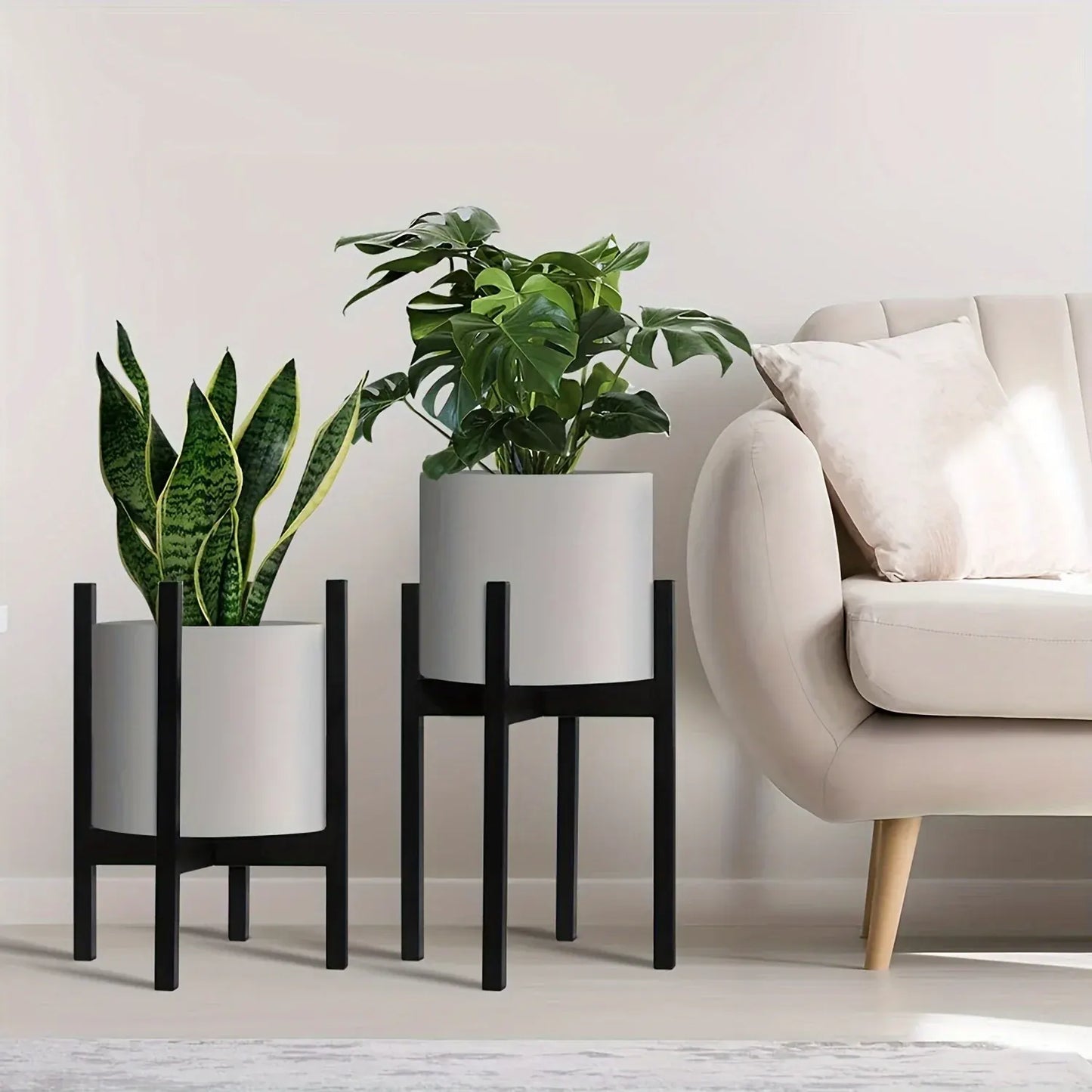 Modern Metal Plant Stand, Adjustable Indoor & Outdoor Flower Pot Holder