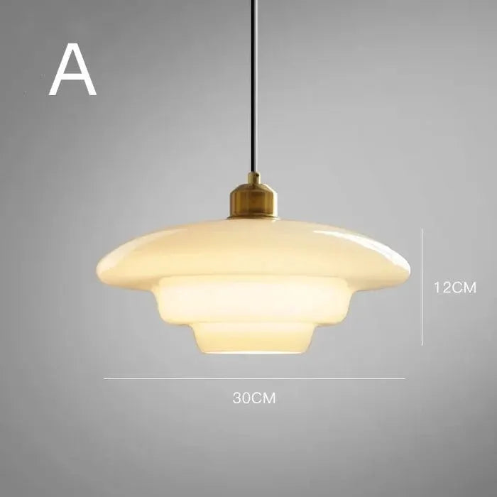 Modern Mid-Century White Glass Pendant Lamp