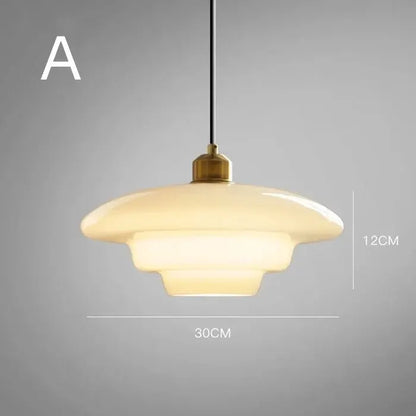Modern Mid-Century White Glass Pendant Lamp