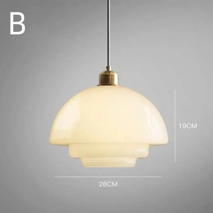 Modern Mid-Century White Glass Pendant Lamp