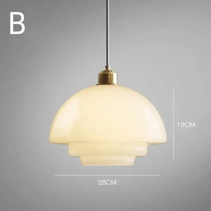 Modern Mid-Century White Glass Pendant Lamp