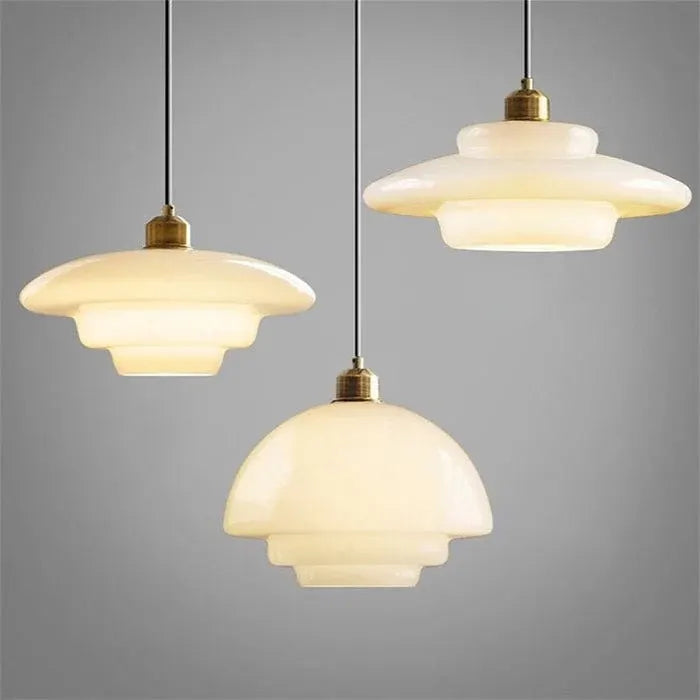 Modern Mid-Century White Glass Pendant Lamp