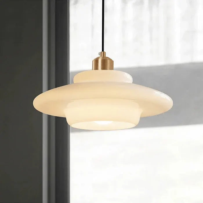 Modern Mid-Century White Glass Pendant Lamp