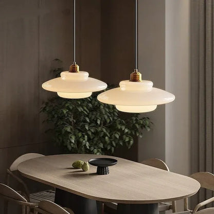 Modern Mid-Century White Glass Pendant Lamp