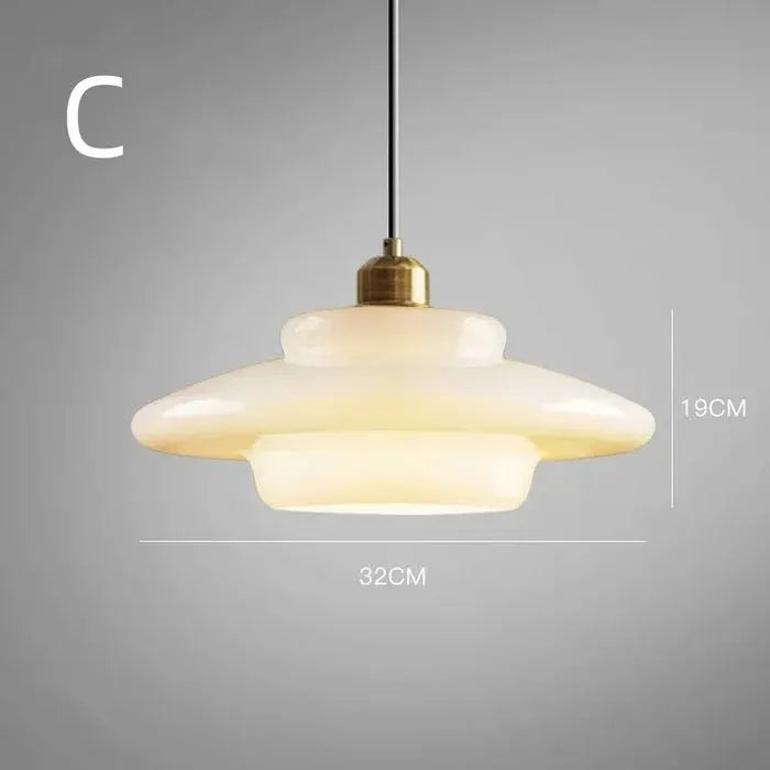 Modern Mid-Century White Glass Pendant Lamp