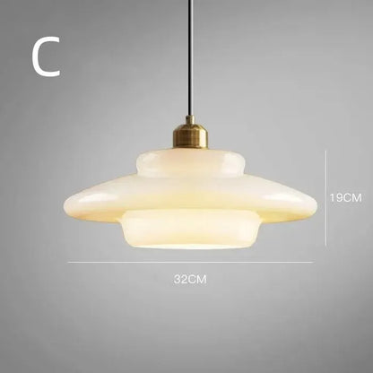 Modern Mid-Century White Glass Pendant Lamp
