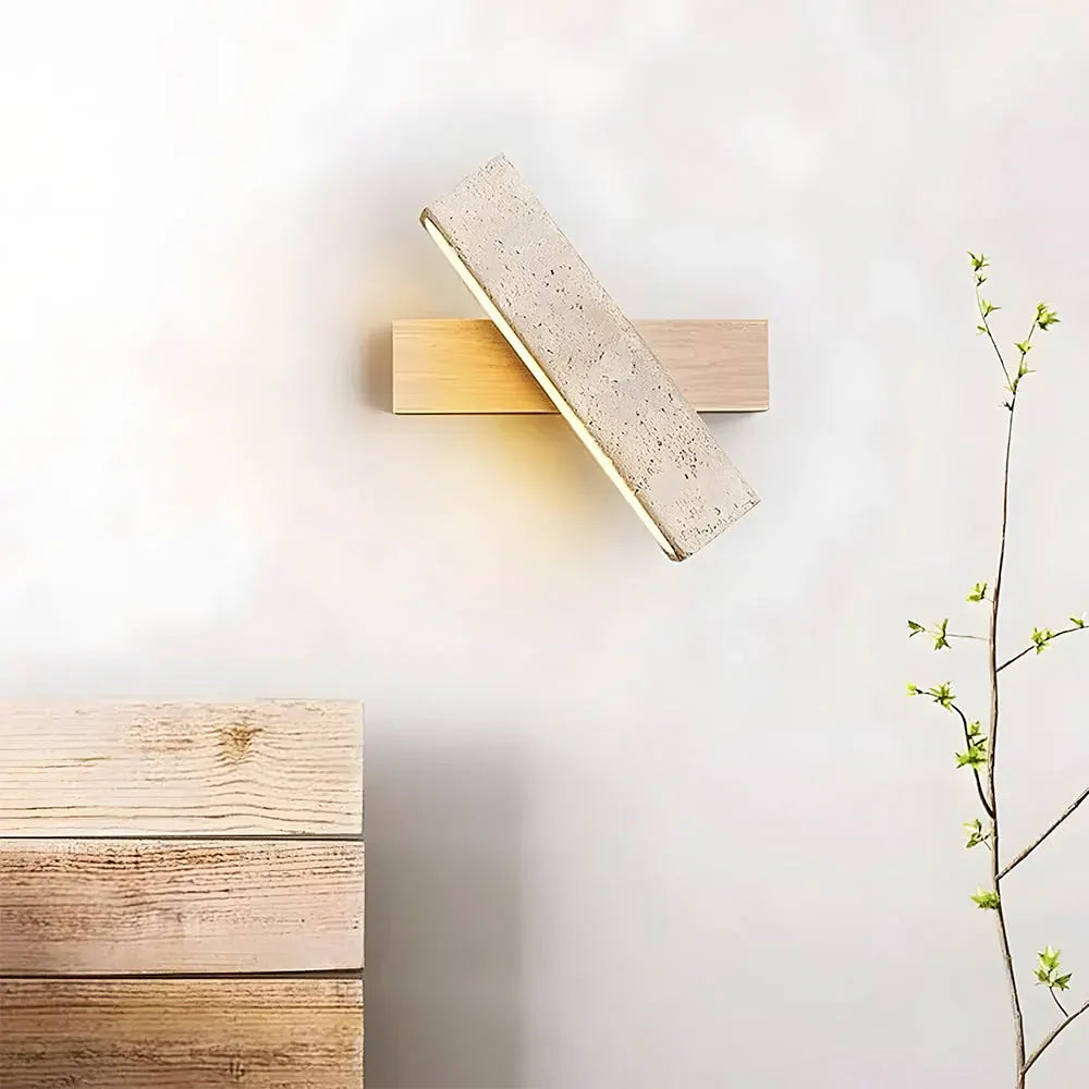 Modern Minimalist Travertine Wall Sconce