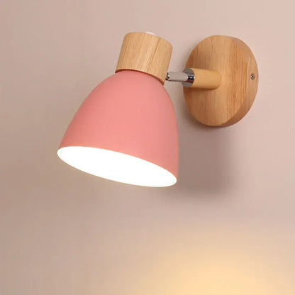 Modern Minimalist Wood & Iron Wall Sconce with Macaron-Style Shade