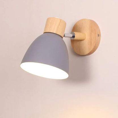 Modern Minimalist Wood & Iron Wall Sconce with Macaron-Style Shade