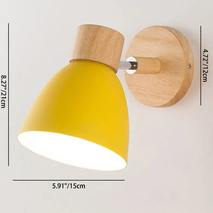 Modern Minimalist Wood & Iron Wall Sconce with Macaron-Style Shade
