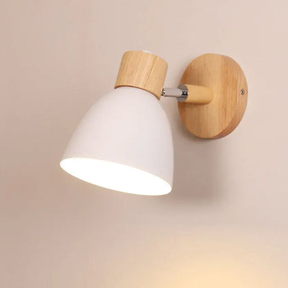 Modern Minimalist Wood & Iron Wall Sconce with Macaron-Style Shade