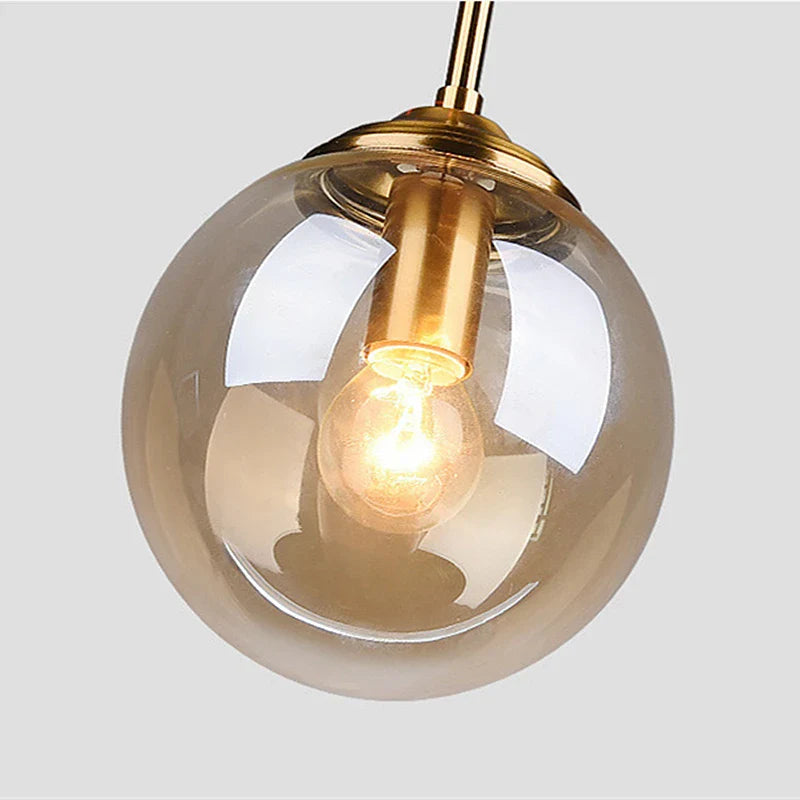 Modern Nordic Glass Globe Pendant Lamp | Amber, Smoke Grey, Clear Finish Options