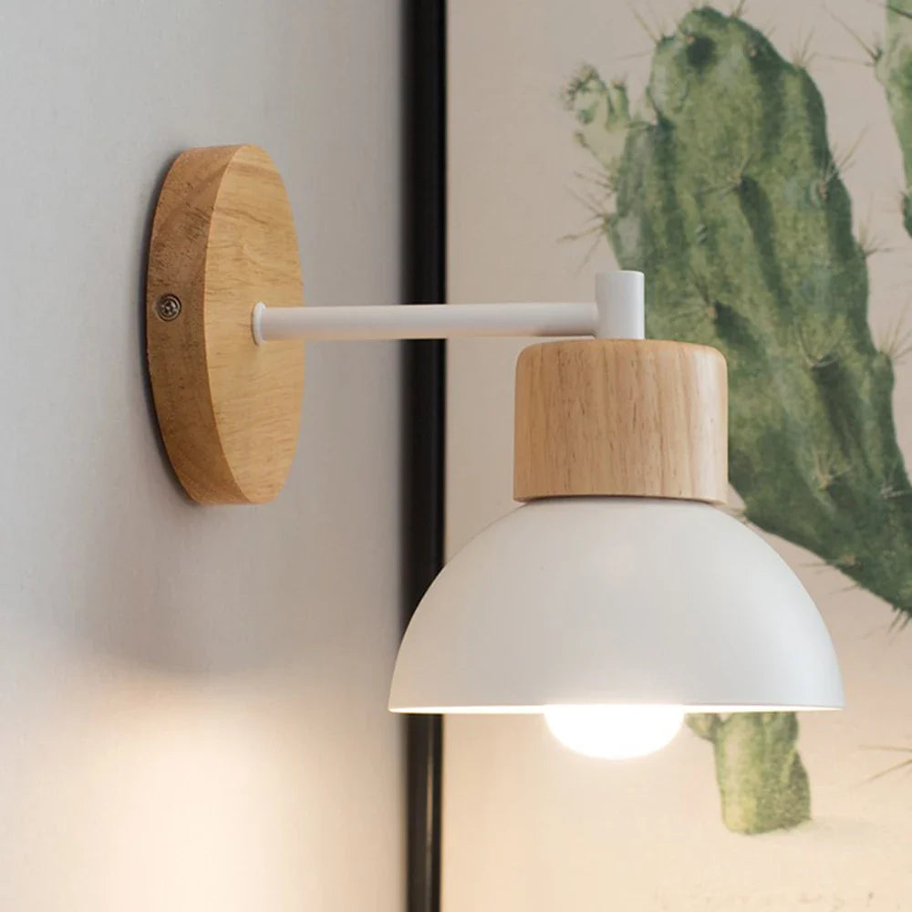 Modern Nordic Wood & Metal Bedside Wall Sconce