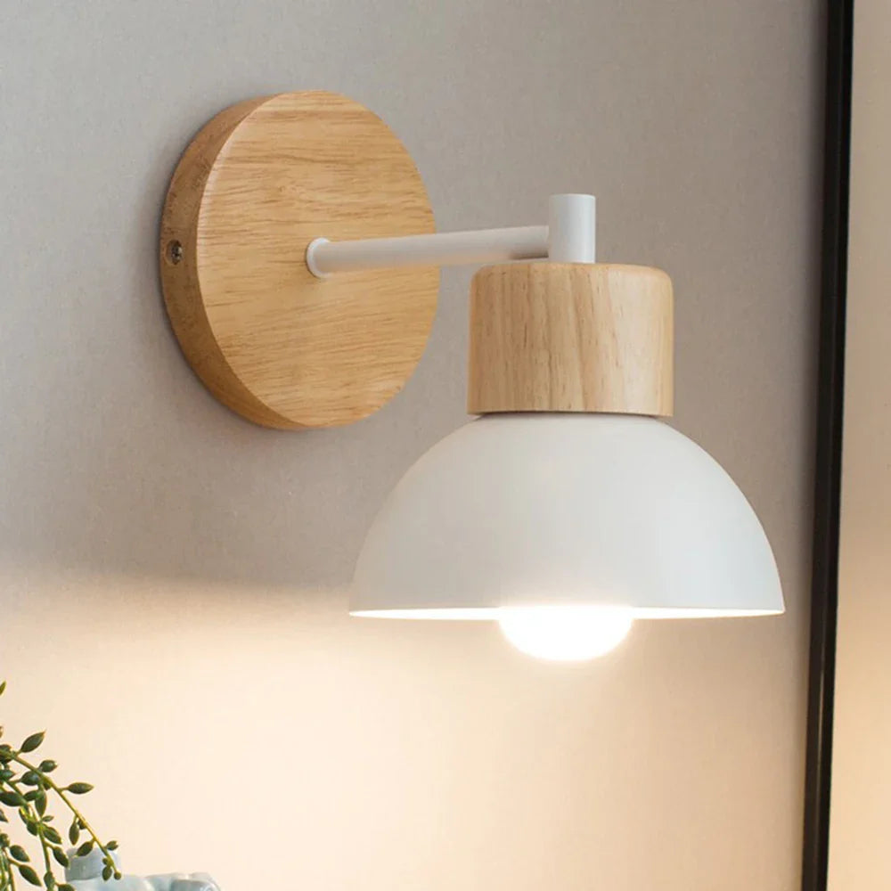 Modern Nordic Wood & Metal Bedside Wall Sconce