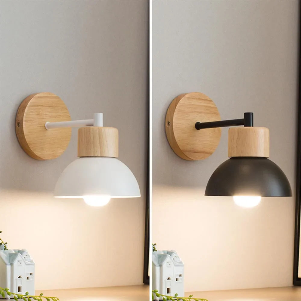 Modern Nordic Wood & Metal Bedside Wall Sconce