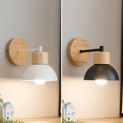 Modern Nordic Wood & Metal Bedside Wall Sconce