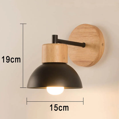 Modern Nordic Wood & Metal Bedside Wall Sconce