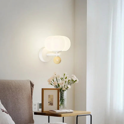 Modern Pumpkin-Shaped Glass Metal Wall Sconce Light Fixture