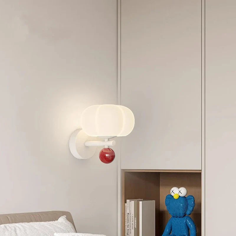 Modern Pumpkin-Shaped Glass Metal Wall Sconce Light Fixture