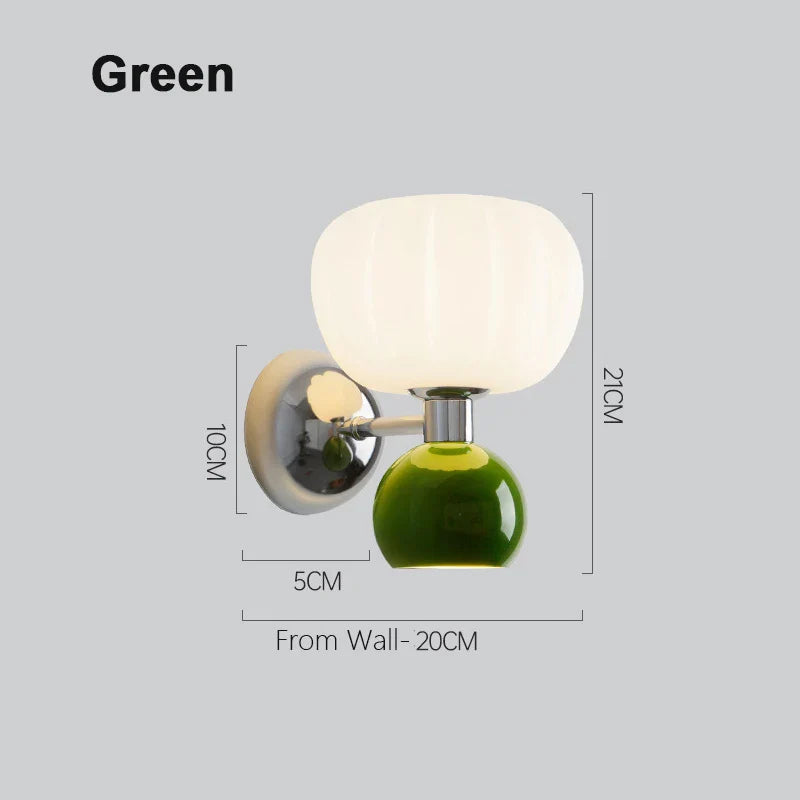 Modern Pumpkin-Shaped Glass Metal Wall Sconce Light Fixture