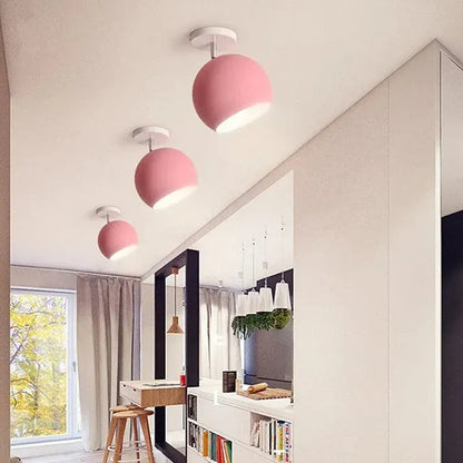 Modern Round Aluminum Ceiling Lamp | Nordic Macaron-Style Fixture