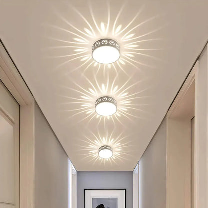 Modern Round Crystal LED Flush Mount Fixture for Hallway Ceiling