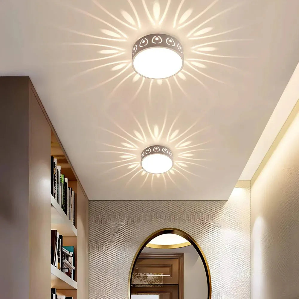Modern Round Crystal LED Flush Mount Fixture for Hallway Ceiling