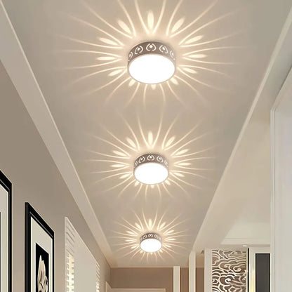 Modern Round Crystal LED Flush Mount Fixture for Hallway Ceiling