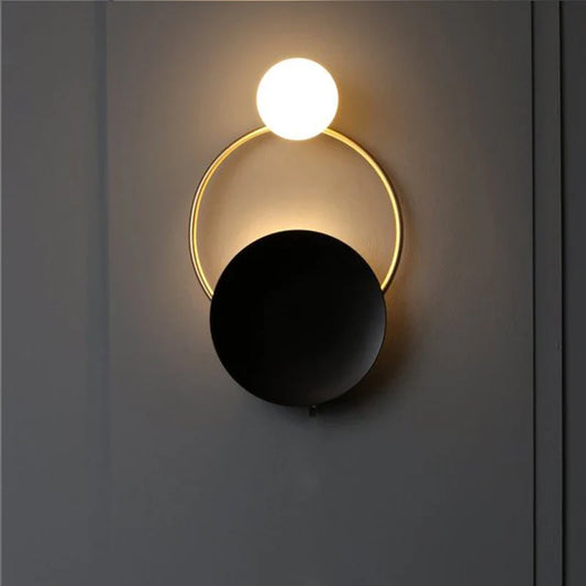 Modern Round Spherical Glass Wall Sconce with Metal Frame