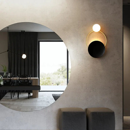 Modern Round Spherical Glass Wall Sconce with Metal Frame