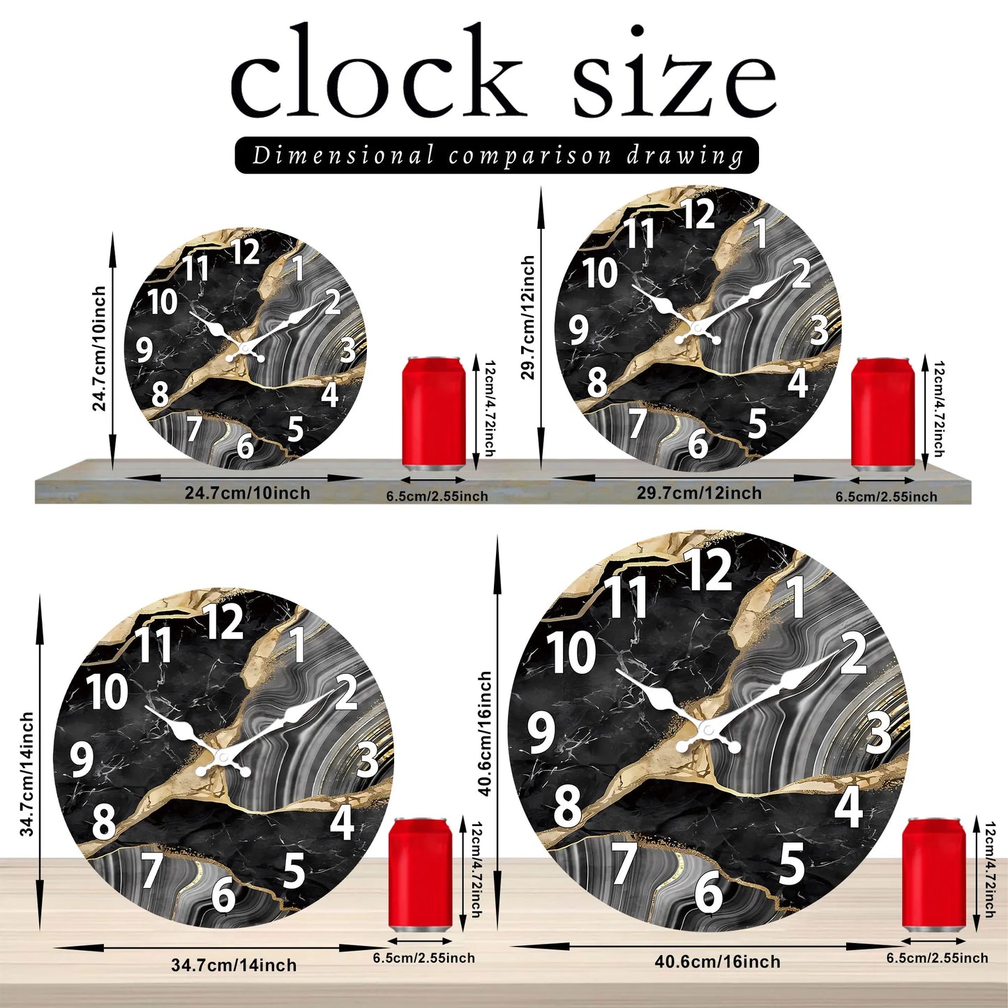 Modern Round Wooden Wall Clock with Silent Marble-Inspired Design