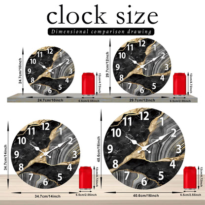 Modern Round Wooden Wall Clock with Silent Marble-Inspired Design