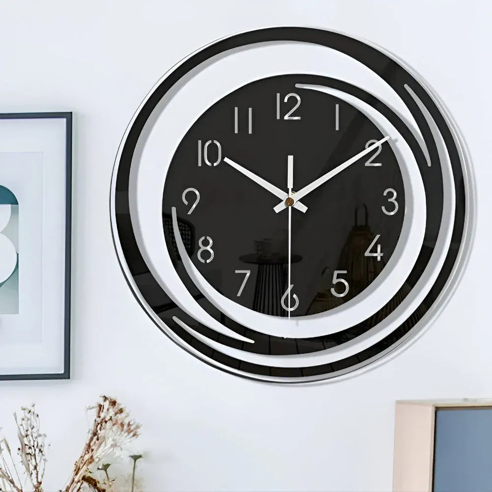 Modern Scandinavian Black Acrylic Wall Clock - Sorana Design