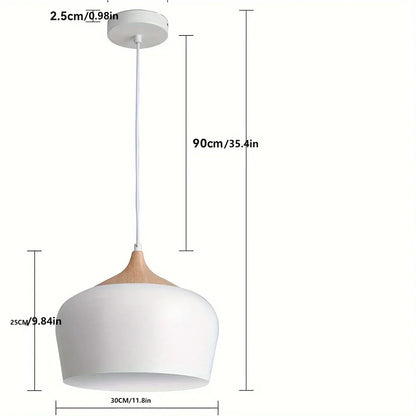 Modern Scandinavian Pendant Light with Iron and Wood Grain Design