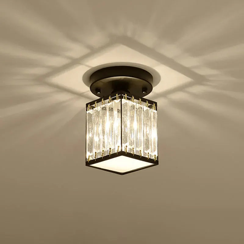 Modern Semi-Flush Crystal Ceiling Light for Entryway Decor