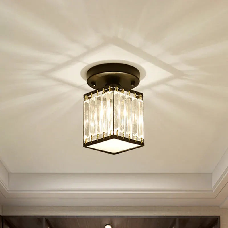 Modern Semi-Flush Crystal Ceiling Light for Entryway Decor