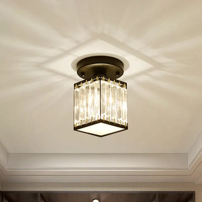 Modern Semi-Flush Crystal Ceiling Light for Entryway Decor