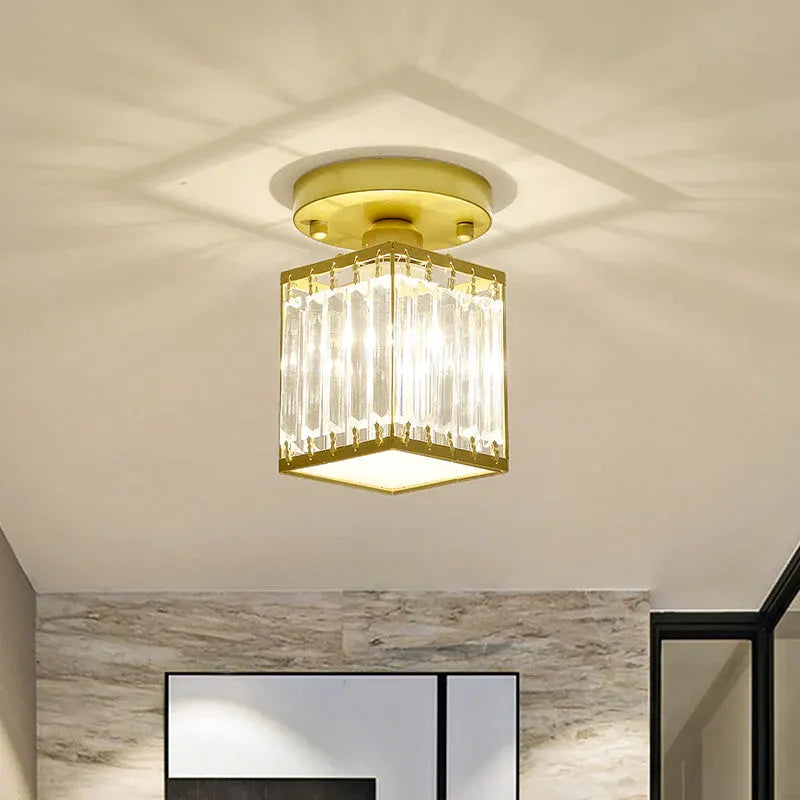 Modern Semi-Flush Crystal Ceiling Light for Entryway Decor
