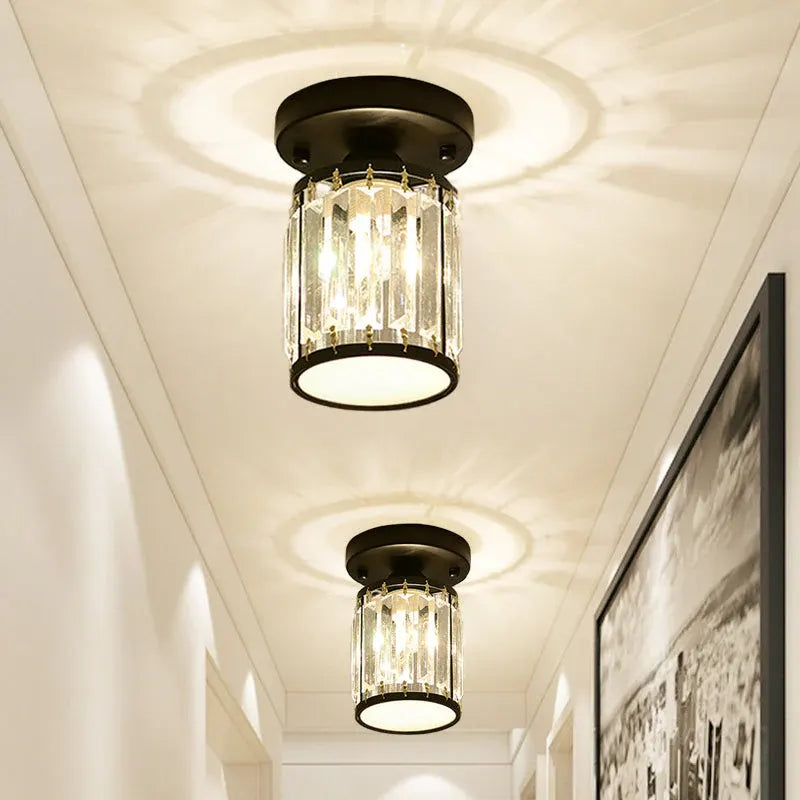 Modern Semi-Flush Crystal Ceiling Light for Entryway Decor