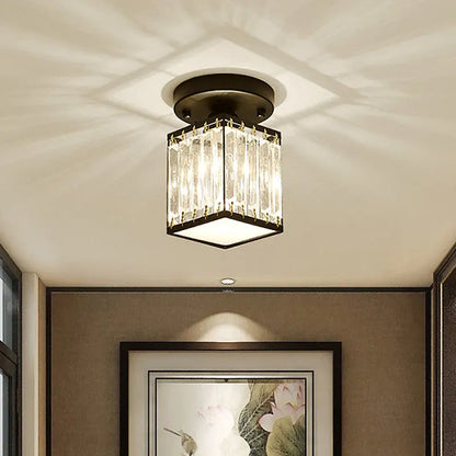 Modern Semi-Flush Crystal Ceiling Light for Entryway Decor