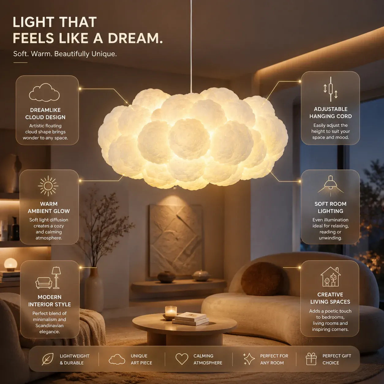 Modern White Cloud Design Pendant Ceiling Light Fixture