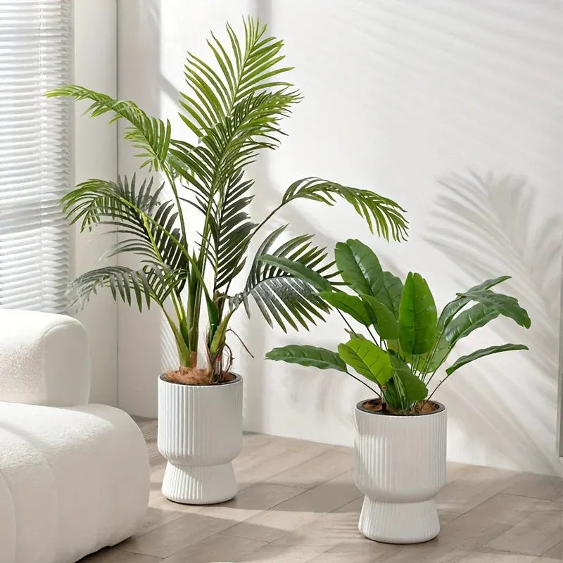 Modern Wine Glass Design Self-Watering Planter with Water Level Indicator - White Flower Pot
