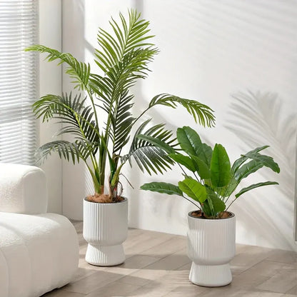 Modern Wine Glass Design Self-Watering Planter with Water Level Indicator - White Flower Pot